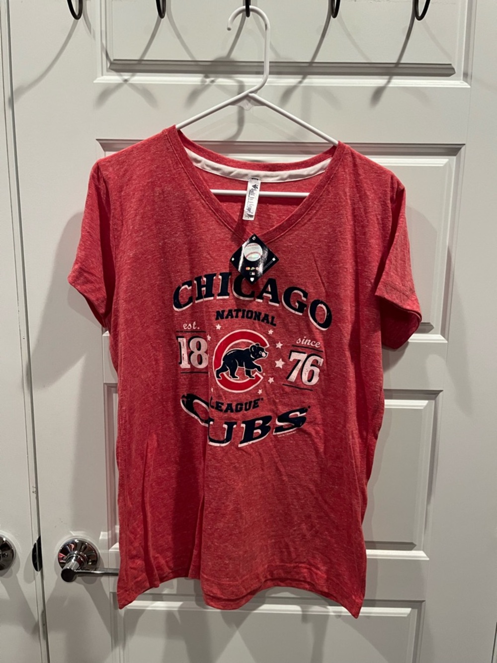 Chicago Cubs Red Short Sleeve V-Neck Tee
